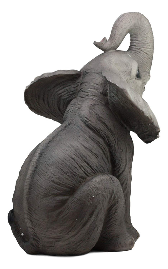Ruby The Elephant Sitting Pretty with Trunk Up Large Statue 17" Tall Circus Carnival Elephants Fortune Feng Shui
