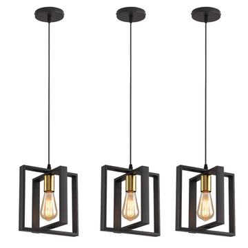 Set of 3 Rotatable Metal Frame Kitchen Island Pendant Lights
