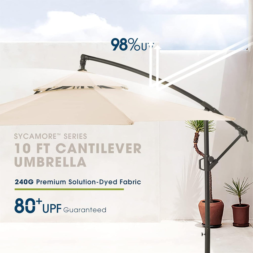 WUFF 10ft Patio Offset Umbrella Cantilever Umbrella Hanging Market Umbrella