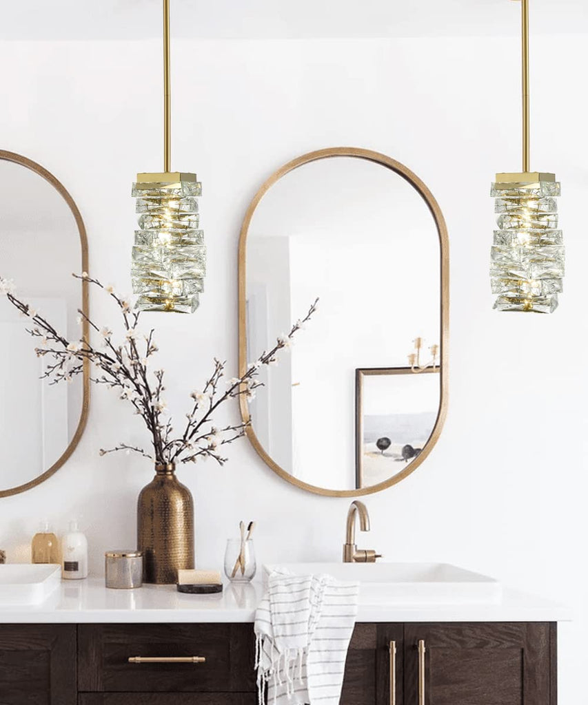 Modern Gold Mini K9 Crystal Pendant Light, Integrated Fixture
