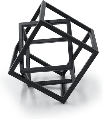 Small Geometric Sculpture, Metal Cube Decorative Ornaments Modern Home Decor Accent
