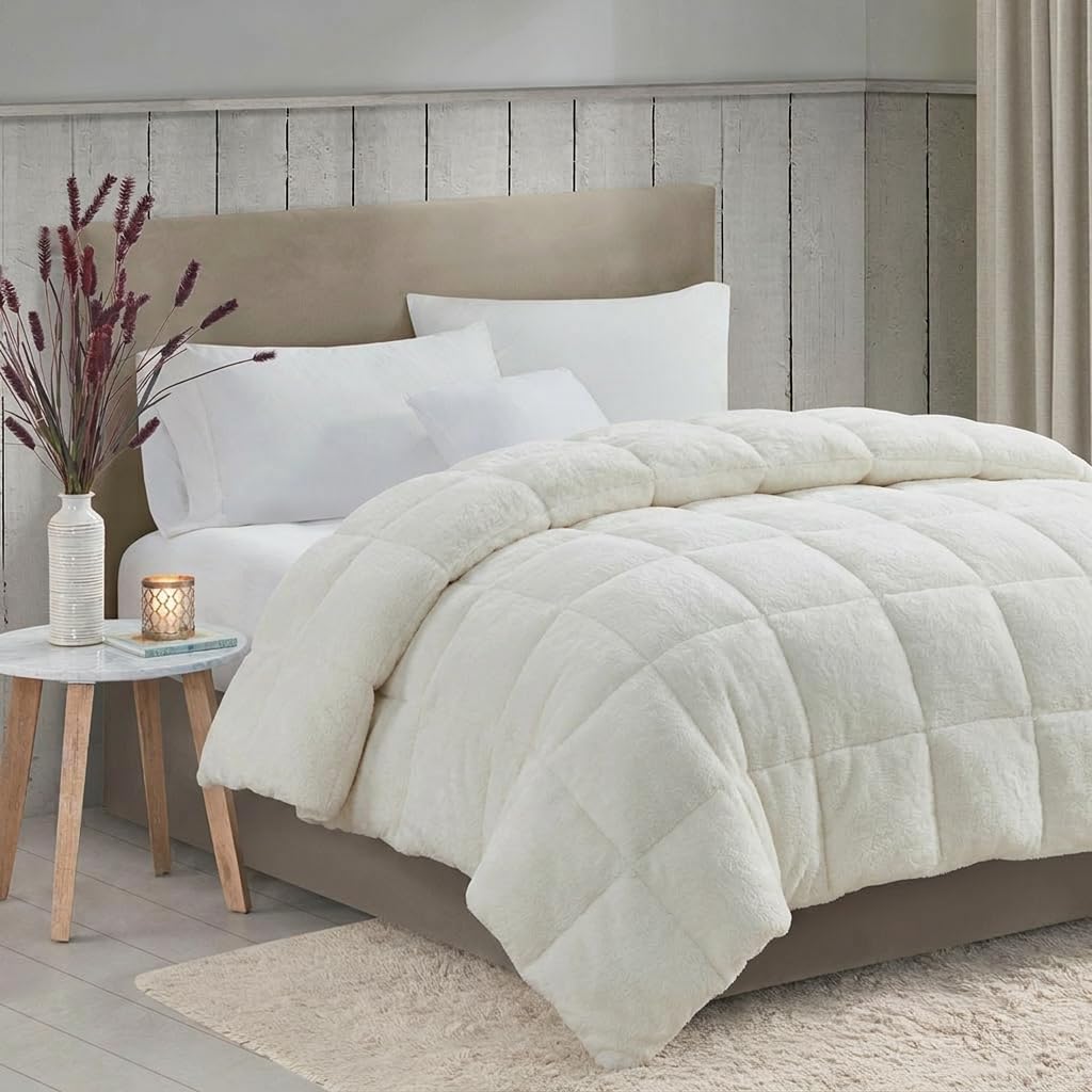 Cooling Weighted Blanket for Adults 15 lbs Queen Size, Reversible Smart Temperature Down Alternative Blanket, White