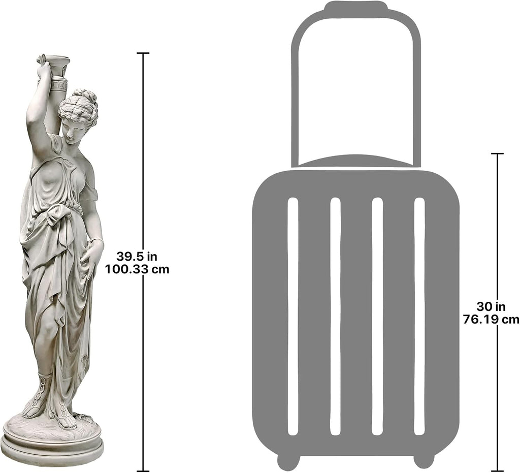 Dione the Divine Greek Water Woman Indoor/Outdoor Garden Statue, Grande, 38 inches tall, Cast Stone Resin, Antique