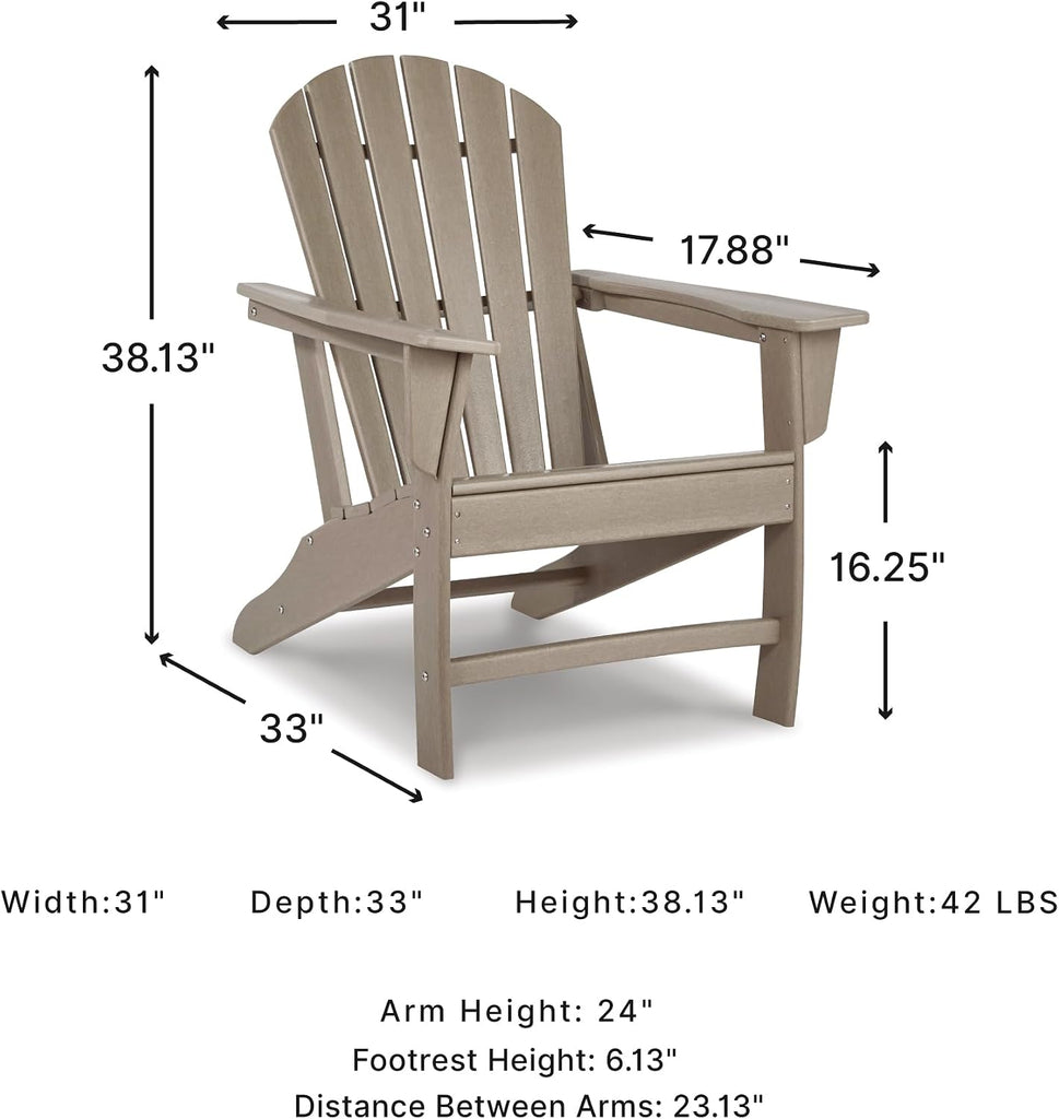 Sundown Treasure Outdoor Patio HDPE Adirondack Chair, Light Brown
