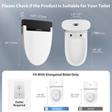 Electric Elongated Smart Heated Toilet Seat with Warm Water, Air Dryer, Feminine and Child Wash, Wireless Remote, Self-Cleaning Stainless Steel Nozzle, Adjustable Water Pressure