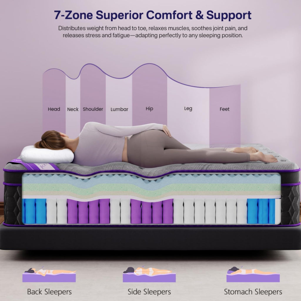 Luxury Hotel) 12 Inch Firm King Size Hybrid Mattress in a Box | (2026 Upgraded) Mattress with Cooling-Gel Memory Foam