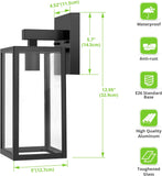 Outdoor Wall Sconce, Exterior Waterproof Wall Lantern Light Fixtures, Black Porch Lights with Toughened Glass Shade