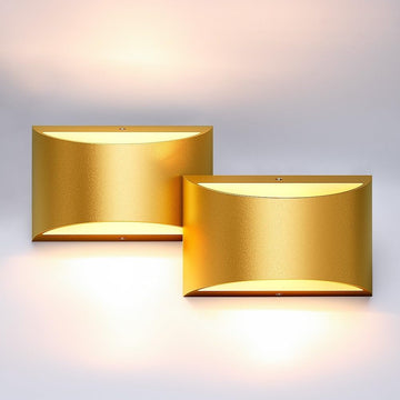Gold Wall Sconce Indoor Wall Lights Hardwired Set of 2 Up and Down Wall Mount Light for Living Room Bedroom Hallway