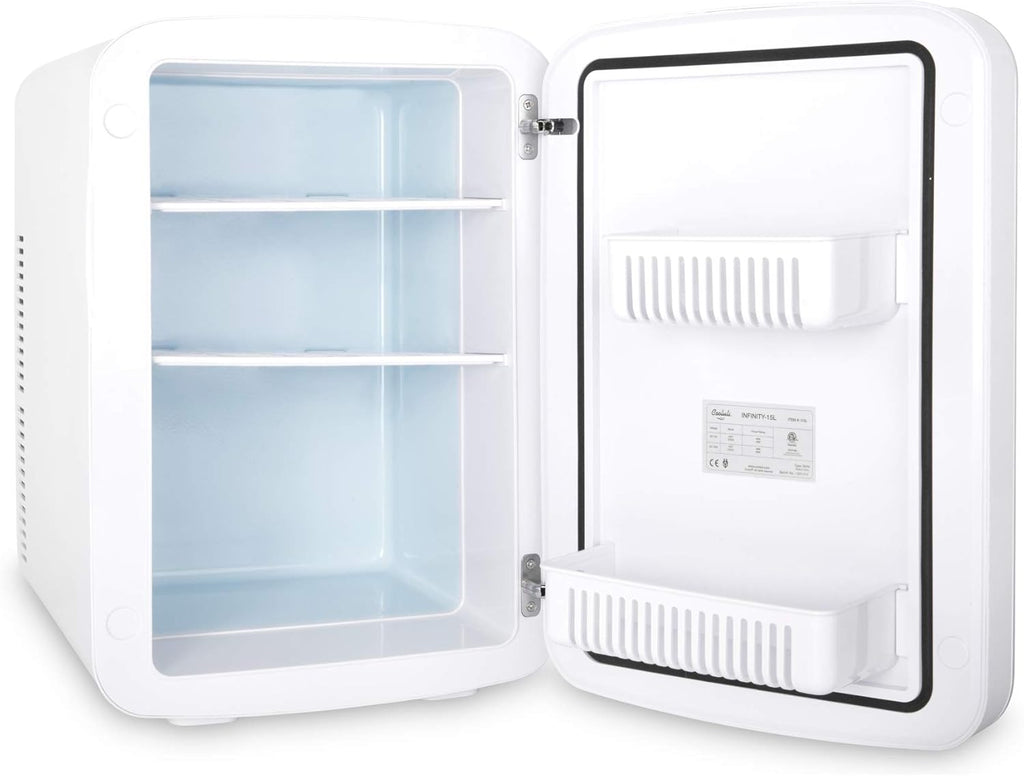 Vibe Mini Fridge for Bedroom - With Cool Front Magnetic Whiteboard - 15L Portable Small Refrigerator for Travel, Car &