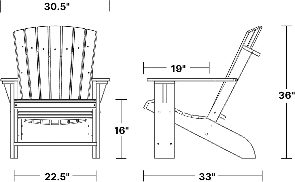 Heritage Adirondack Chair, Weathered Wood - Outdoor All-Weather Poly Furniture , Deck, Yard