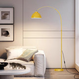 Modern Arc Yellow Floor Lamp,Tall Reading Lamps Floor Standing,Adjustable Macaron Color Floor Lamps Bedroom and Office