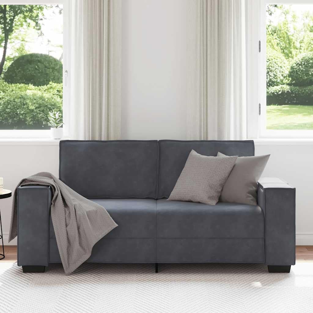 Upholstered 2-Seater Sofa Dark Gray 55.1 Inch Velvet Loveseat with Wide Armrests , Small Sofa with Sturdy Wood and