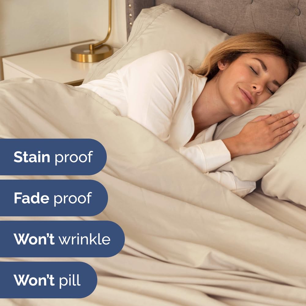 Split California King Bed Sheet Set - 5 Piece Split Cal King Sheets - Wheat