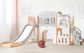 8-in-1 Toddler Indoor Playground with Slide: Baby Slide Playset for Toddlers Ages 1-3 Outdoor Play, Kids Slide
