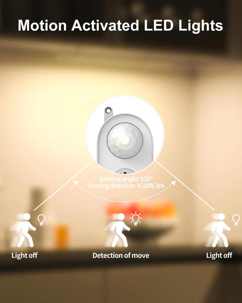 Motion Sensor Dimmable Led Under Cabinet Light 12" Plug in Warm White