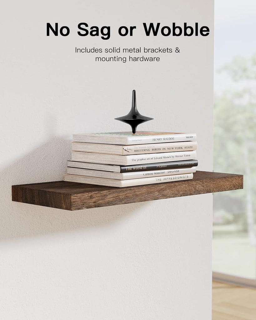 Floating Shelves, Paulownia Wood Wall Shelves /Living Room/Bedroom/Kitchen/Home Office, Natural Wood Floating Shelf