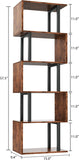 6 Tier Bookshelf, Tall S Shaped Geometric Bookcase, Modern Display Shelf Standing Unit