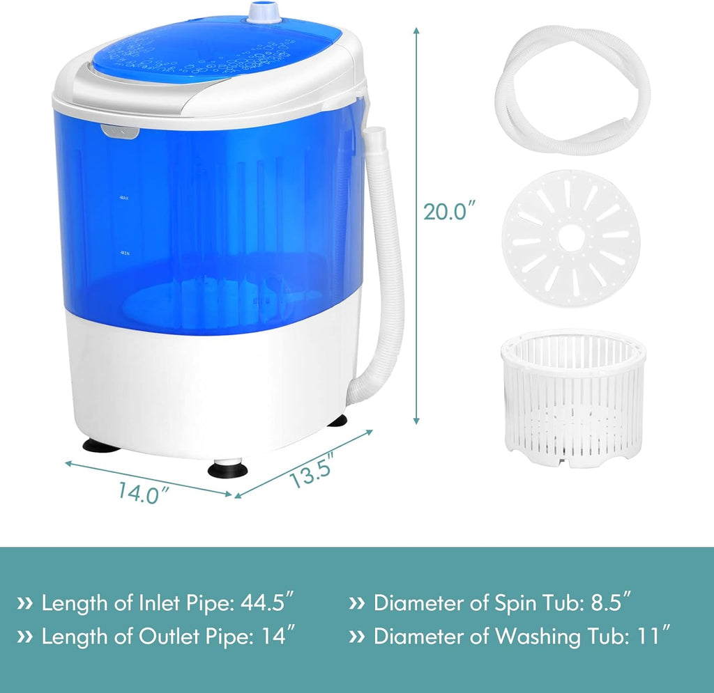 Portable Washing Machine, Mini Washer and Spinner Combo, 5.5lbs Washing Capacity, Semi-automatic Compact Laundry