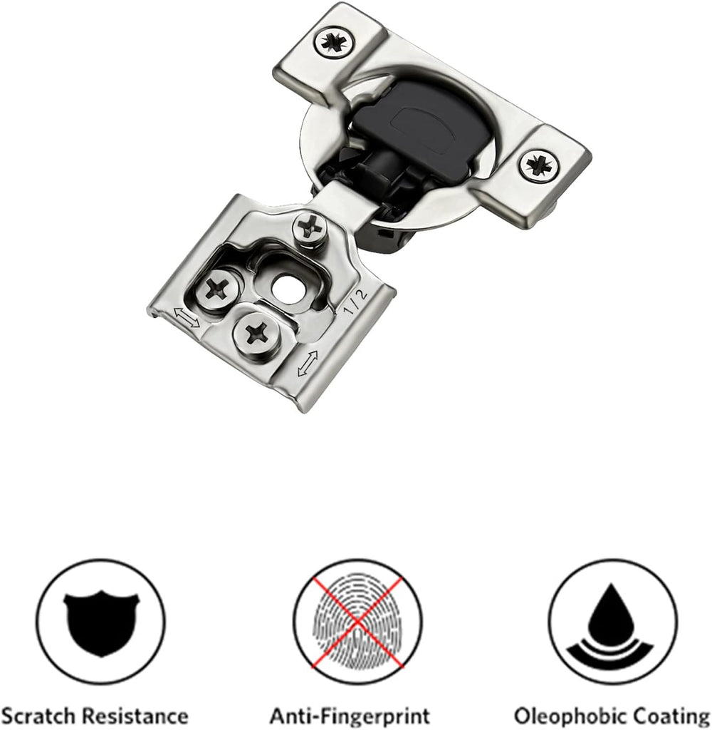 50 Pack 25 Pair 1/2 inch Overlay Soft Close Kitchen Cabinet Hinges Stainless Steel Adjustable Kitchen Hinges Satin