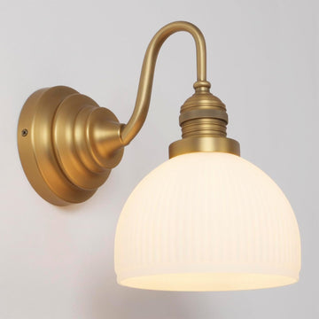 Brass Gold Wall Sconce Vintage Milk Glass Bathroom Vanity Light | Bathroom Wall Sconces,Antique Brass,Thick