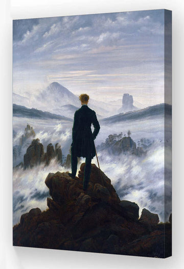 Wanderer Above The Sea of Fog Poster Vintage Framed Canvas Painting Wall Art Famous Artwork Poster Prints Wall Decor