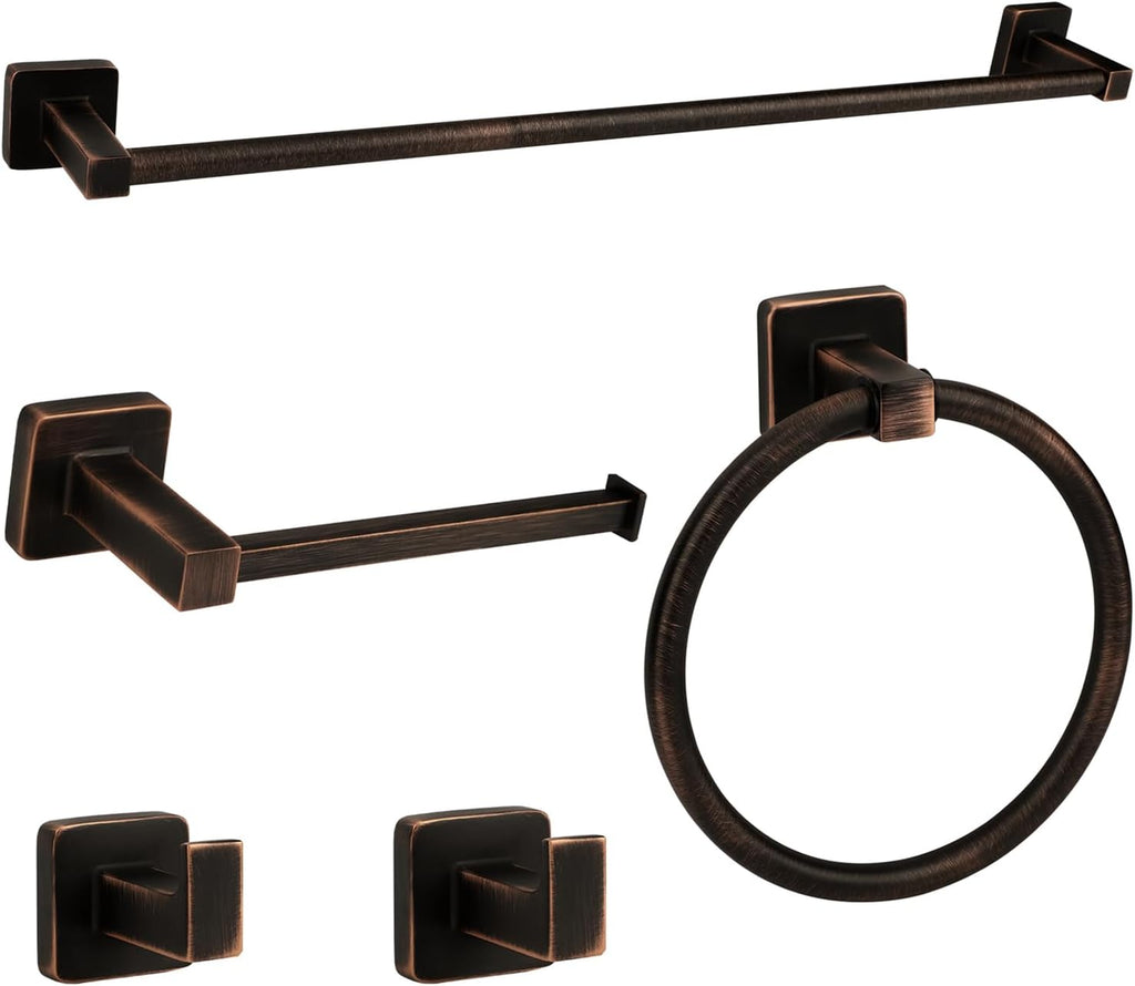 5 Piece Bathroom Hardware Accessories Set Oil Rubbed Bronze,24 Inch Towel Bar Set,Towel Rack Set,Bathroom Towel