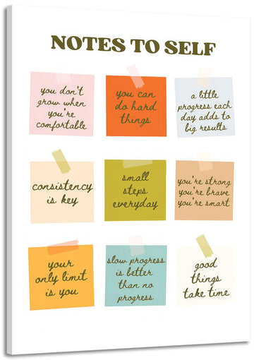 Notes To Self Motivational Quotes Canvas Wall Art Inspirational Positive Wall Decor Pictures Mental Health Poster