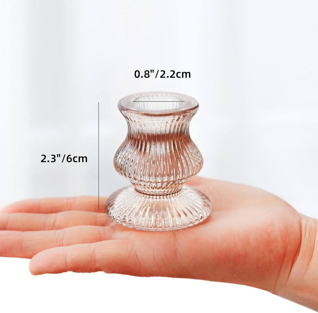 Glass Candlestick Holders 12PCS Taper Candle Holders for Table Centerpiece Vintage Colorful Candle Sticks for