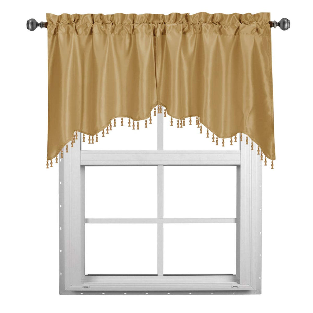 Hotel Soho Gold Swag Valance, Solid Pattern 35x30 inches