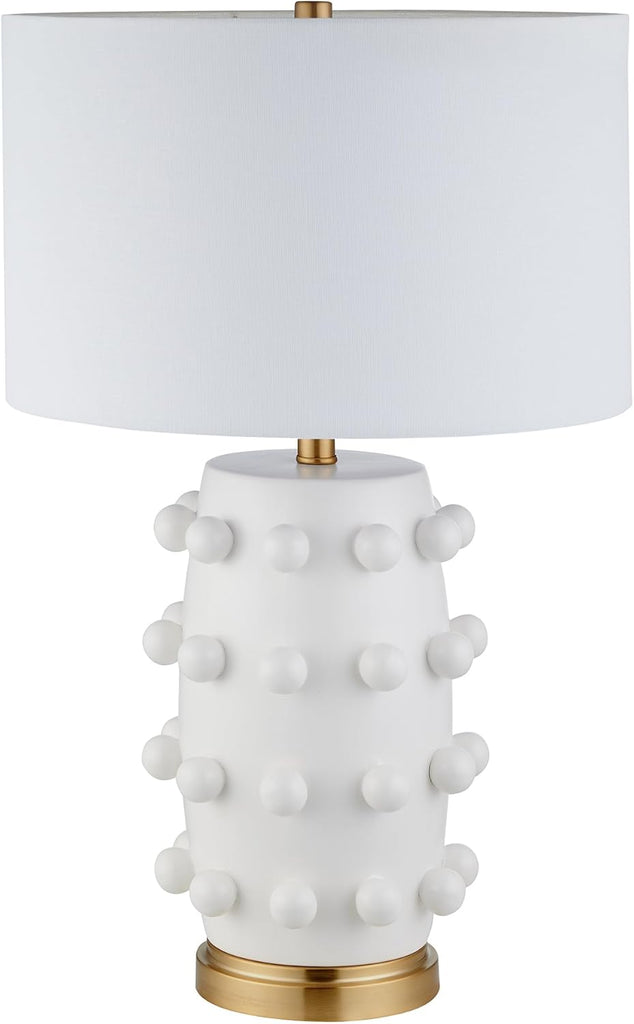 25.5'' Modern 1-Light Ceramic Table Lamp with Spherical Orbs on Lamp Body with White Fabric Drum Sha