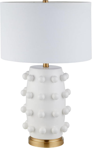25.5'' Modern 1-Light Ceramic Table Lamp with Spherical Orbs on Lamp Body with White Fabric Drum Sha