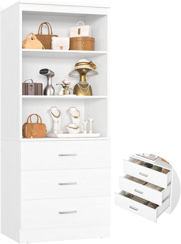 23.6" Closet Drawers System, Wood Closet Organizer System with 3 Drawers, Modular Small Walk-in Closets Storage Unit