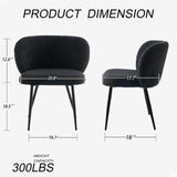 Dining Chairs Set of 2, Upholstered Fabric Dining Room Chairs with Metal Legs, Farmhouse Kitchen Chairs or Modern Accent Chairs for Home, Black