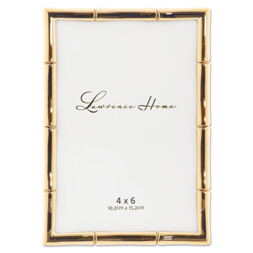 4-Inch W x 6-Inch H Gold Metal Picture Frame with Bamboo Design