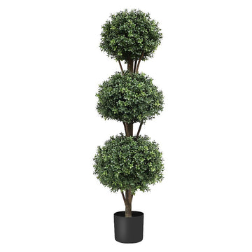 56 inch-4.6Ft Artificial Boxwood Topiary Ball Tree Spiral Topiaries Greenery Indoor/Outdoor Plants