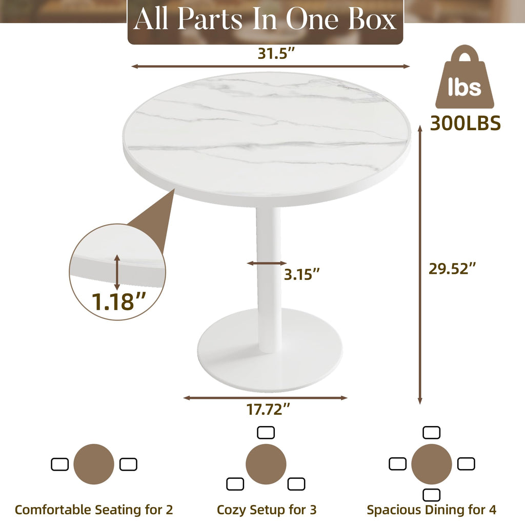 31.5'' Tulip Table, Round Dining Table with Matte Sintered Stone Tabletop