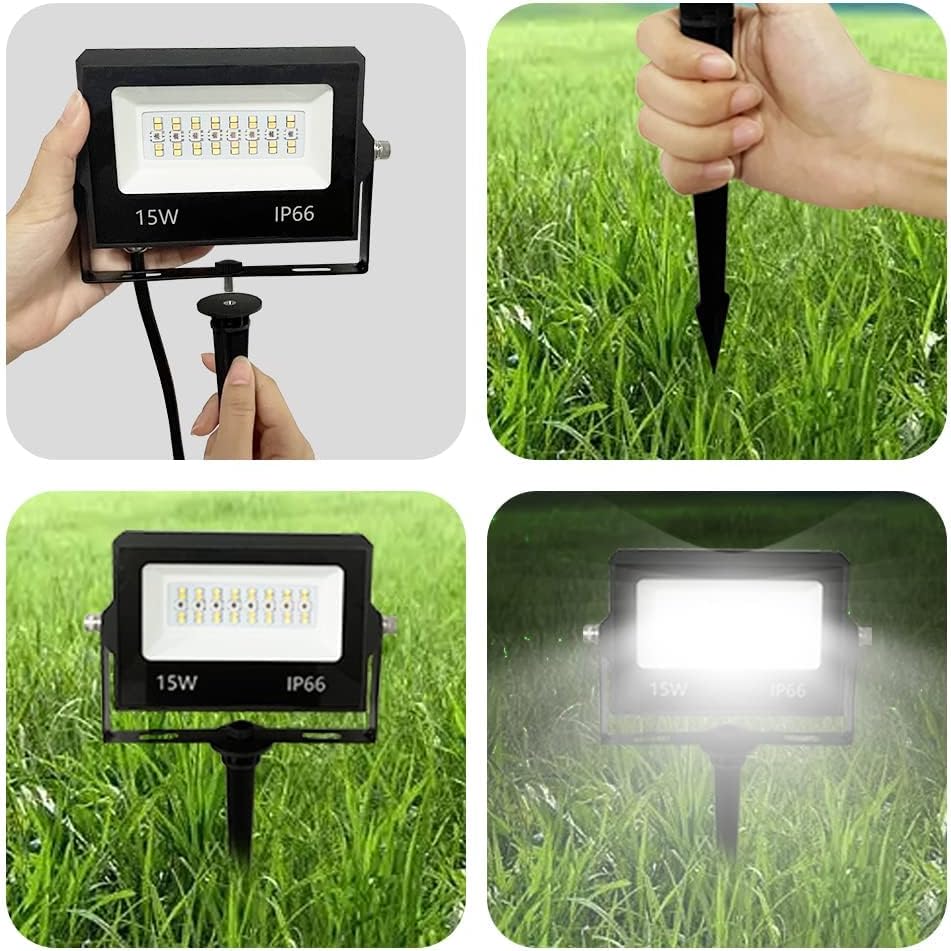 RGB LED Flood Light Outdoor with IP66 Waterproof, 4 Pack Bluetooth APP Control Uplight, 16 Million DIY Color Changing