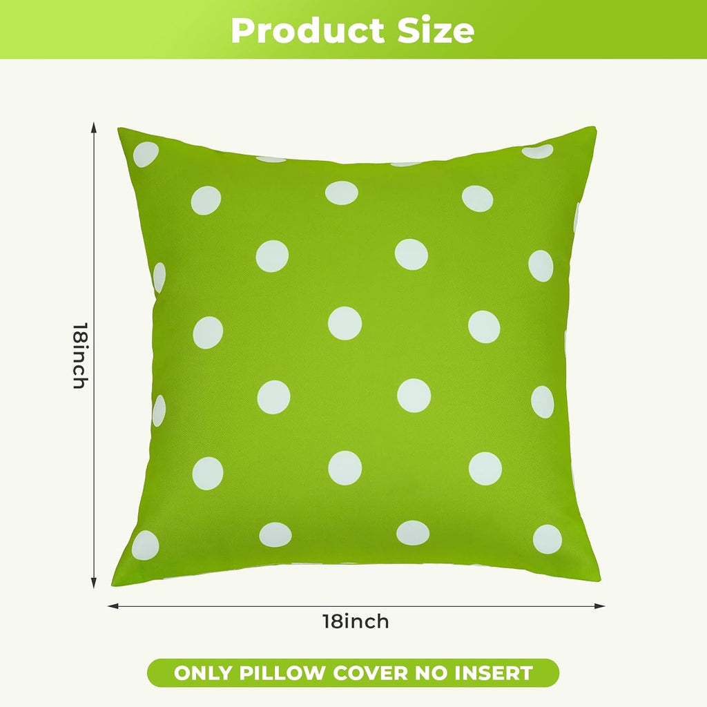 Outdoor Throw Pillow Covers Set of 2 Water Repellent Decorative Pillow Covers, Spring, Summer,18X18 Inches, Green
