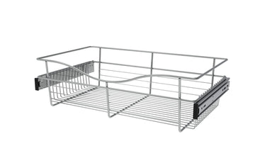 Chrome 24" Wire Pullout Basket for 14" Deep Closet - 7" H