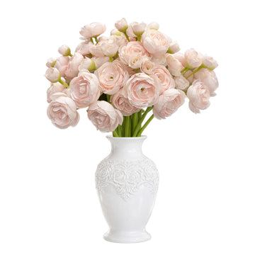 Ranunculus Artificial Flowers, 18 Pcs Faux Silk Mini Peonies Bulk Flowers for Vase, Spring Fake Wedding Filler
