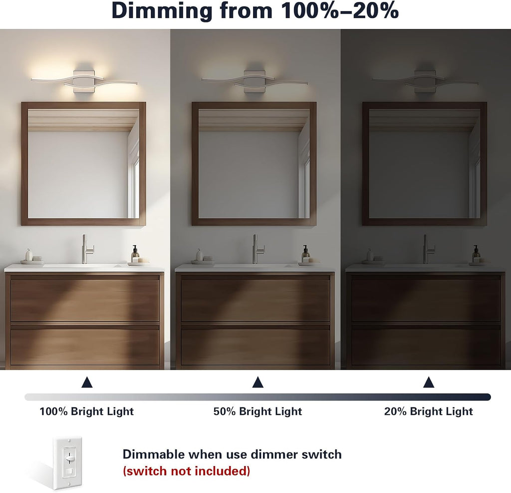 Brushed Nickel Bathroom Vanity Lights Fixtures Over Mirror 5CCT Dimmable Bathroom Light Fixture Modern Vanity
