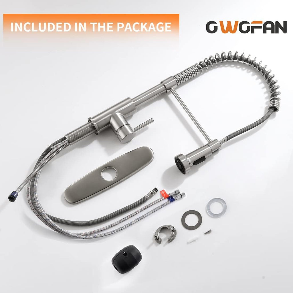 Kitchen Faucet with Pull Down Sprayer Brushed Nickel Stainless Steel 1 Handle Pull Out Spring Sink Faucets 1 Hole Or 3