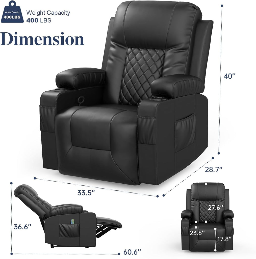 Recliner Chairs for Adults, FSC Certified Massage Reclining Chair with Heated Modern, Ergonomic Lounge Single
