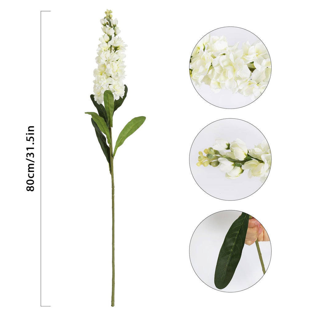 6PCS White Snapdragon Artificial Flowers 31.50" Fake Flowers Long Stem Antirrhinum Majus Silk Flowers Larkspur Faux