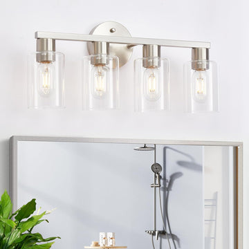 4 Light Bathroom Vanity Light, Brushed Nickel 4-Light Bathroom Light Fixtures, Vanity Lights for Make-Up Mirror