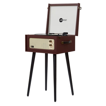 Discovery II 3-Speed Bluetooth Record Player Retro Console Turntable with Built-in Speakers and Removable Legs (Brown)