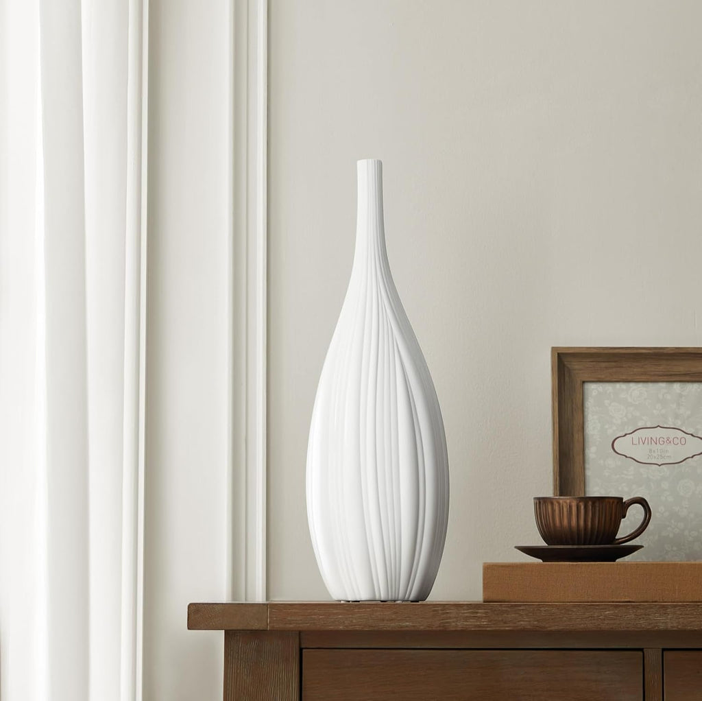 20.6" Modern Ceramic Table Lamp, Fully Dimmable Modern Bedside Lamps and Nightstand, White Translucent Ceramic Shade
