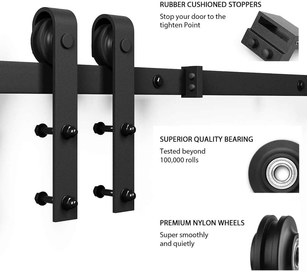 34 x 84 in Glass Barn Door with 6FT Sliding Hardware Kit & Handle, Pre-Drilled Ready to Assemble, Wa