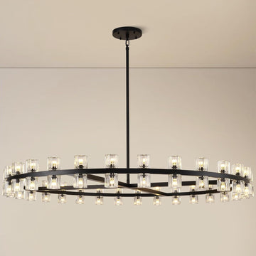 Modern Crystal Chandeliers 60in Large Black Round Chandelier, Chandeliers for Dining Room, K9 Crystal Wagon Wheel Chandelier for Living Room,High Ceiling,Foyer,Entryway,Staircase(60xG4 Bulbs Included)