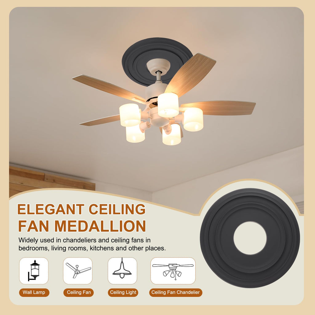 Ceiling Medallion, 12" OD x 4" ID PU Decorative Ceiling Light Medallion Chandelier Medallion Molded Ceiling Light